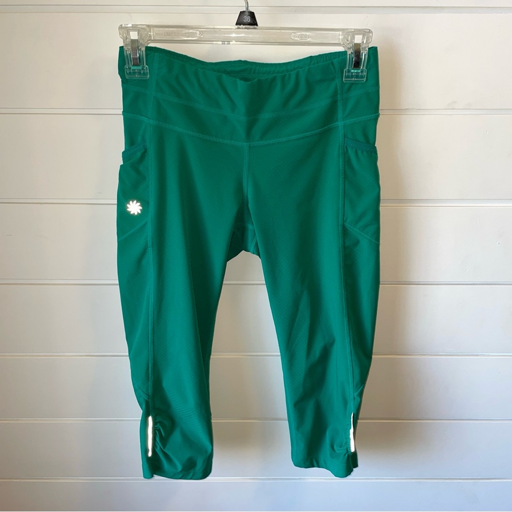 Athleta Women Size: XS Leggings Capri Green Elastic Waist Zip Pockets